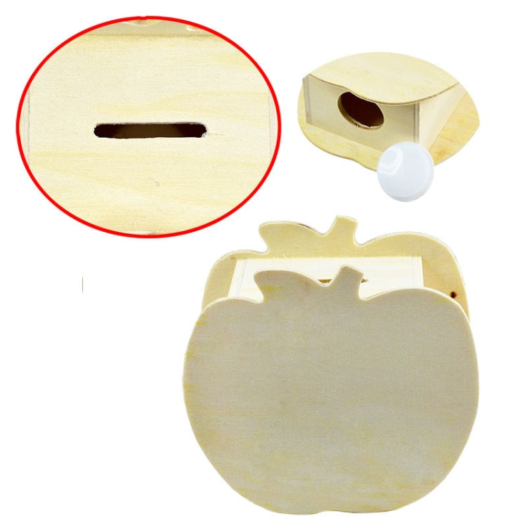 Lovely Creative Child DIY Wooden Apple Hand Painted Piggy Bank, Size: 10x5.6x9.5cm