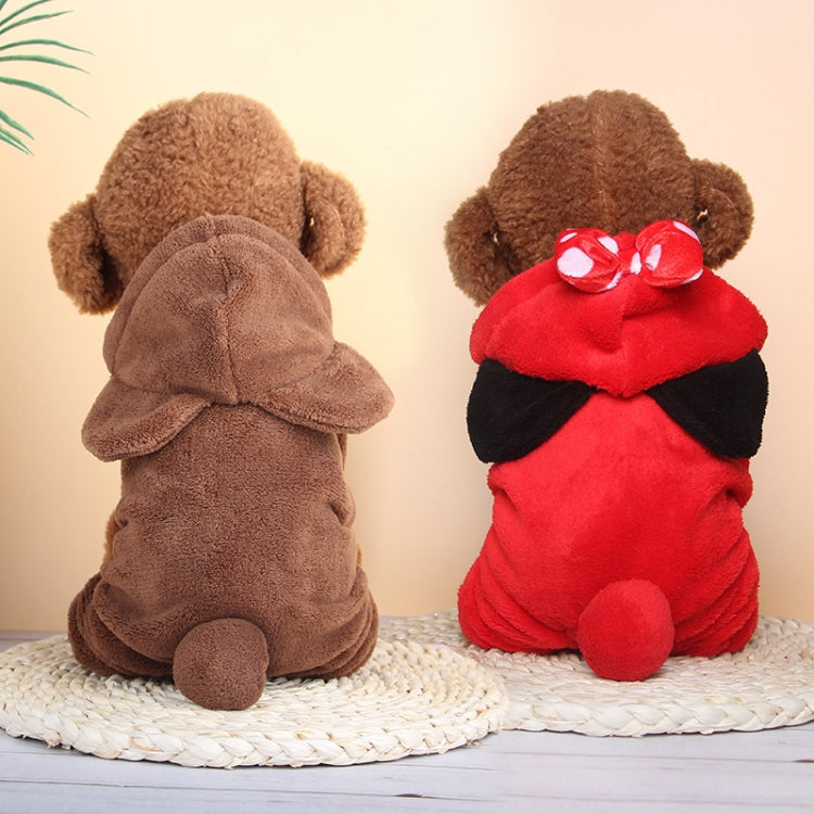 Autumn and Winter Plus Velvet Warm Hooded Plush Cute Pet Four-legged Clothes, Size: