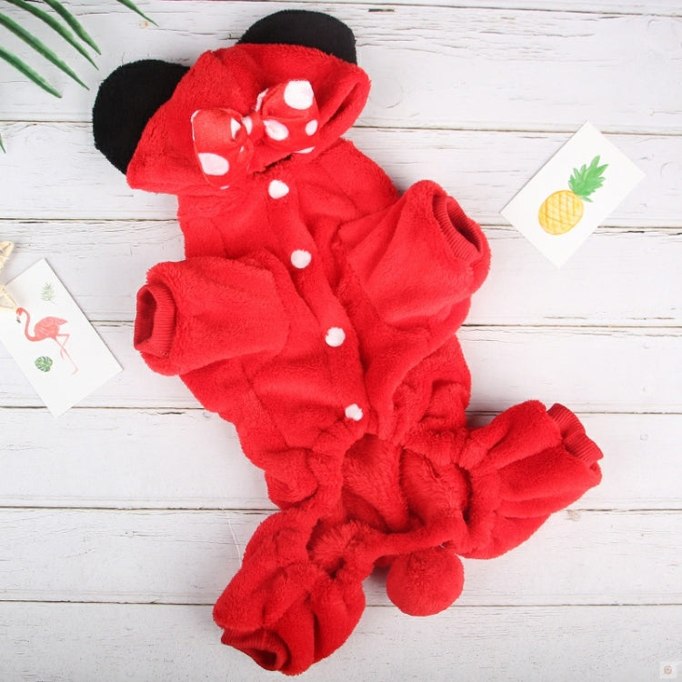 Autumn and Winter Plus Velvet Warm Hooded Plush Cute Pet Four-legged Clothes, Size: M