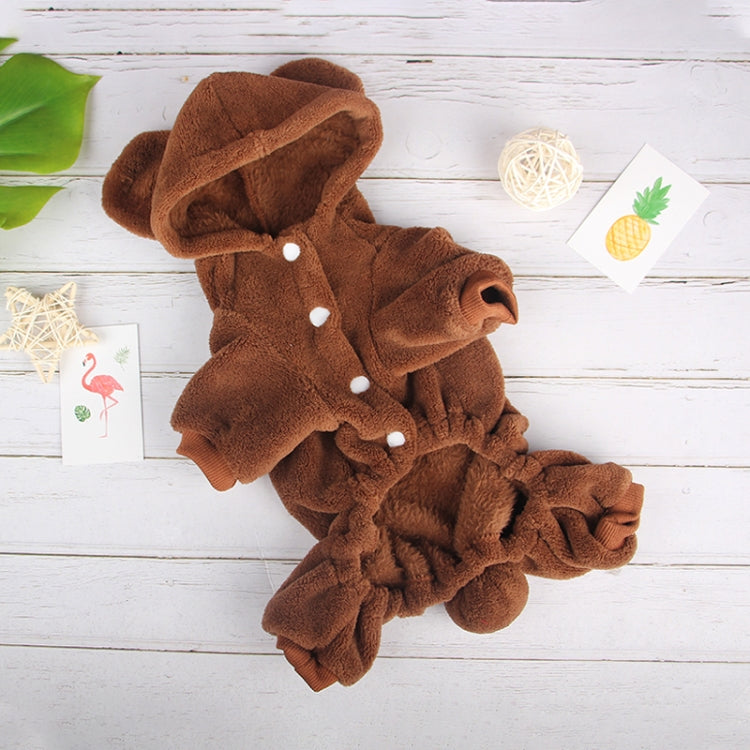 Autumn and Winter Plus Velvet Warm Hooded Plush Cute Pet Four-legged Clothes, Size: M