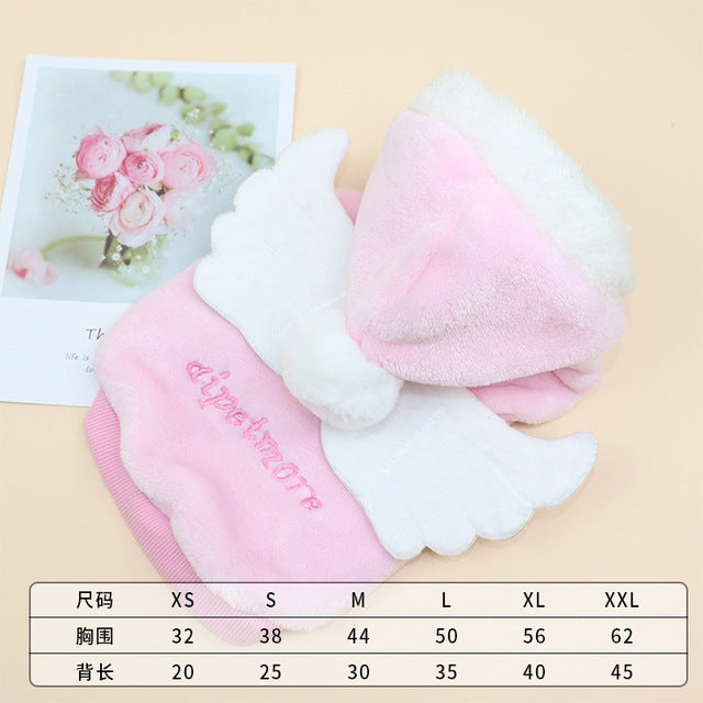 2 PCS Autumn and Winter Warm Cute Angel Wings Hooded Sweater Pet Clothing, Sizeï¼šM