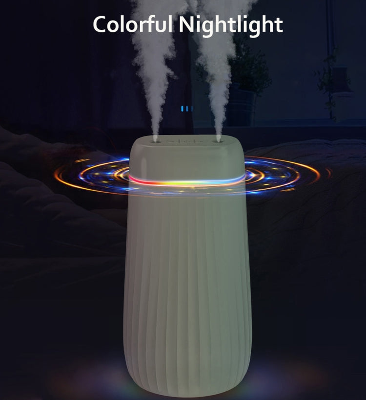 Dual-Nozzle Sprayer Air Humidifier 1L Large Capacity Ultrasonic Cool Mist Water Diffuser Aroma Humidifier, Style:USB Charging