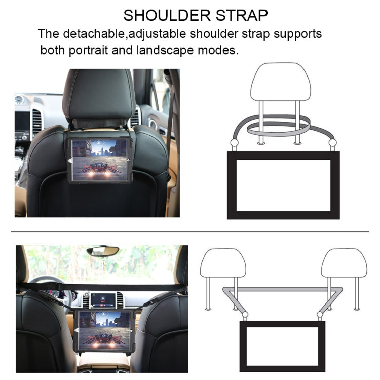 360 Degree Rotation Silicone Protective Cover with Holder and Hand Strap and Long Strap for iPad 6 / iPad Air 2