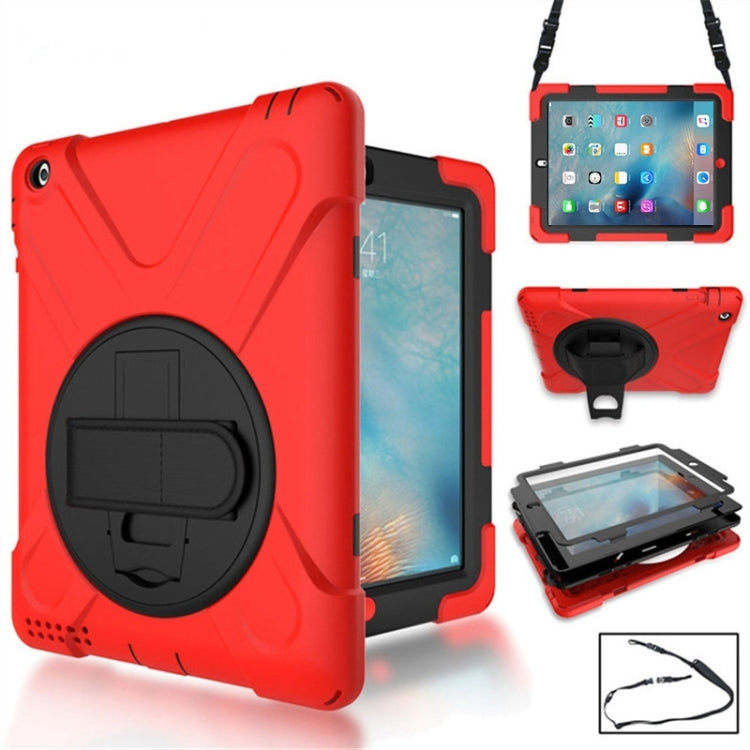 360 Degree Rotation Silicone Protective Cover with Holder and Hand Strap and Long Strap for iPad 2 / 3 / 4