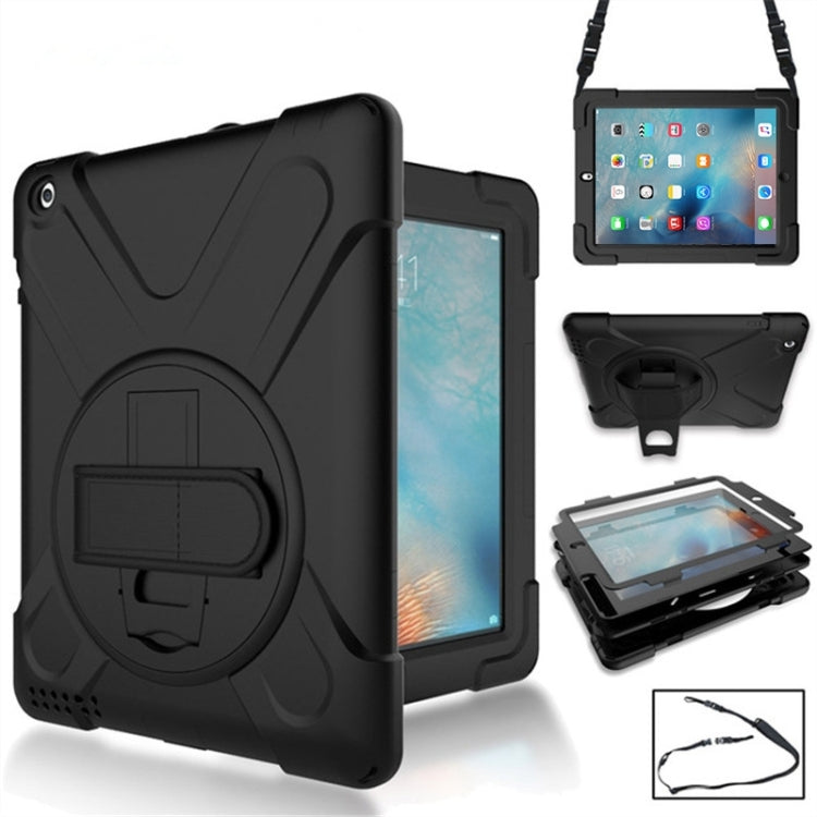 360 Degree Rotation Silicone Protective Cover with Holder and Hand Strap and Long Strap for iPad 2 / 3 / 4