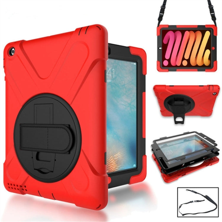360 Degree Rotation Silicone Protective Cover with Holder and Hand Strap and Long Strap for iPad mini 4