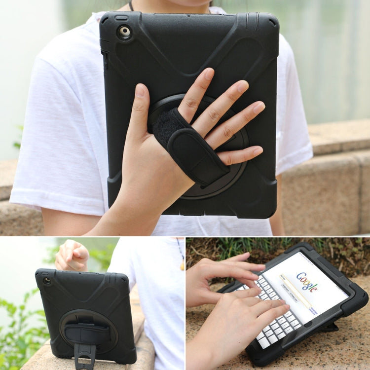 360 Degree Rotation Silicone Protective Cover with Holder and Hand Strap and Long Strap for iPad mini 4