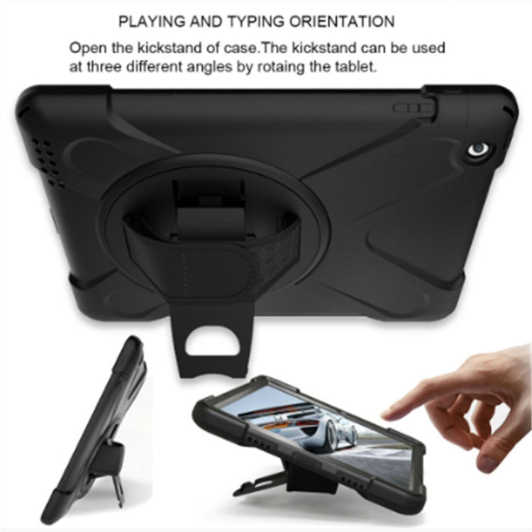360 Degree Rotation Silicone Protective Cover with Holder and Hand Strap and Long Strap for iPad mini 4
