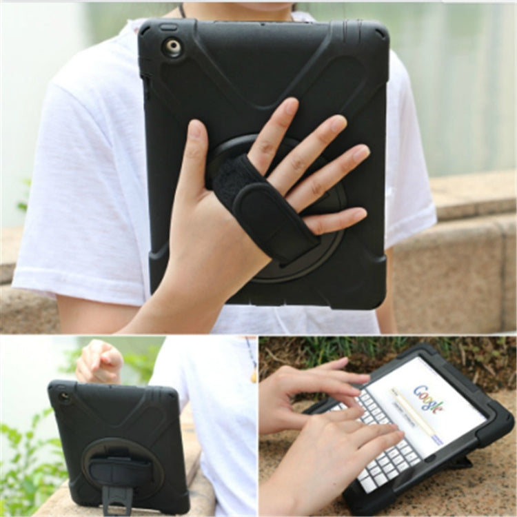 360 Degree Rotation Silicone Protective Cover with Holder and Hand Strap and Long Strap for iPad mini 4