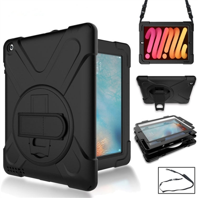 360 Degree Rotation Silicone Protective Cover with Holder and Hand Strap and Long Strap for iPad mini 4