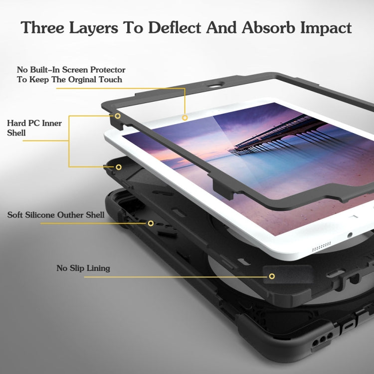 360 Degree Rotation Silicone Protective Cover with Holder and Hand Strap and Long Strap for iPad mini 4