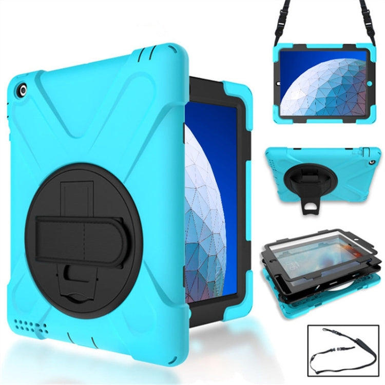 360 Degree Rotation Silicone Protective Cover with Holder and Hand Strap and Long Strap for iPad Pro Air 3 10.5 ï¼ˆ2019ï¼‰