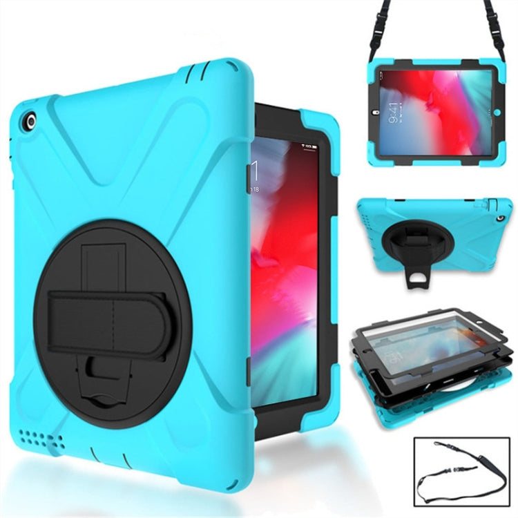 360 Degree Rotation Silicone Protective Cover with Holder and Hand Strap and Long Strap for iPad mini 5 (2019)