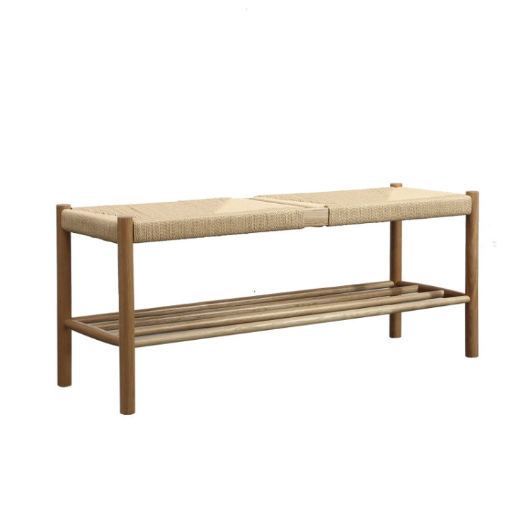 Simple White Oak Solid Wood Rope Change Shoe Bench Porch Stool