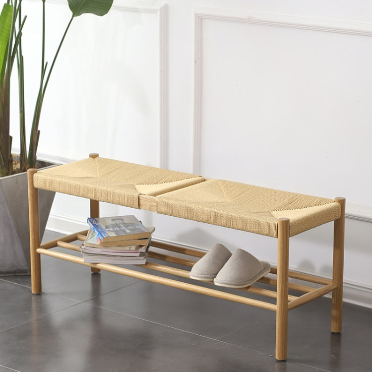 Simple White Oak Solid Wood Rope Change Shoe Bench Porch Stool