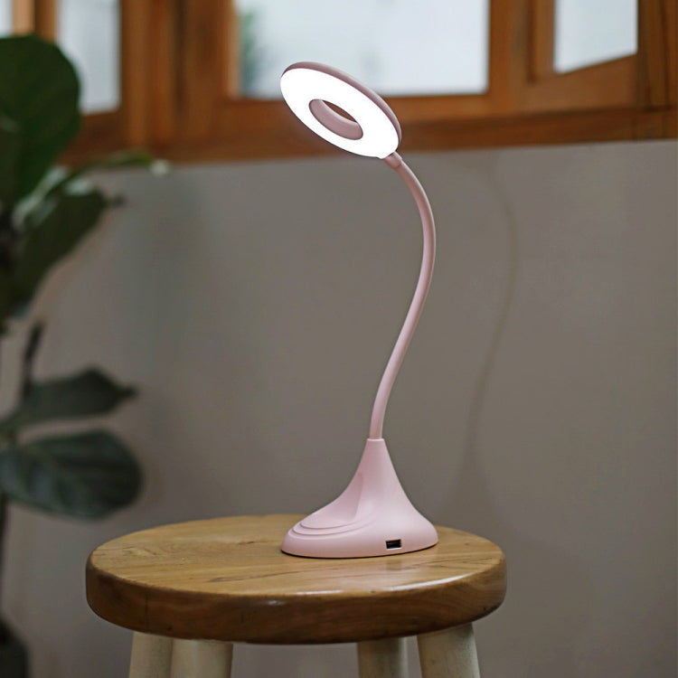 USB Charging Touch Dimming Student Eye Protection Learning Multifunctional Bedside Lamp Table Lamp with Phone Holder(Pink)