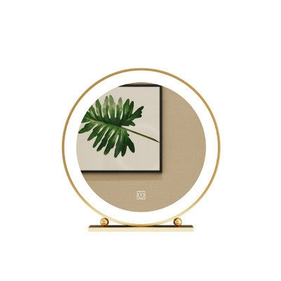 Gold Hotel Bedroom Bathroom Wall Hanging LED Lamp Holder Round Vanity Mirror, Size: Beaded mirror (LED light) 40CM