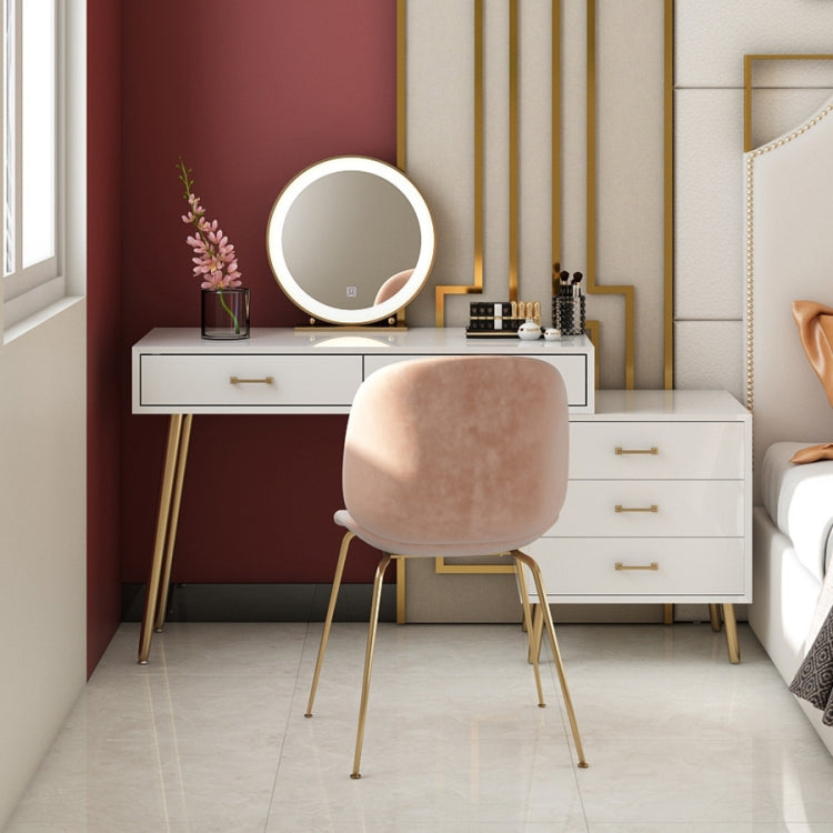 Gold Hotel Bedroom Bathroom Wall Hanging LED Lamp Holder Round Vanity Mirror, Size: Beaded mirror (LED light) 60CM