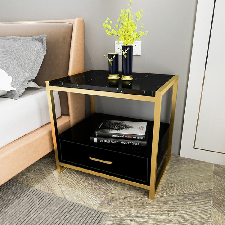 Simple Bedroom Mini Storage Locker Bedside Table, Color:A Black Piano Lacquer