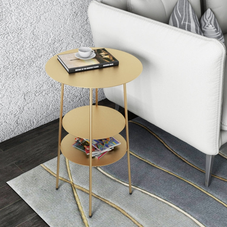 Living Room Small Apartment Simple and Modern Iron Art Small Round Table Coffee Table, Color:Gold