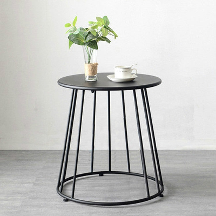Simple Iron Art Bedroom Round Coffee Table, Color:Black 55x55x52cm