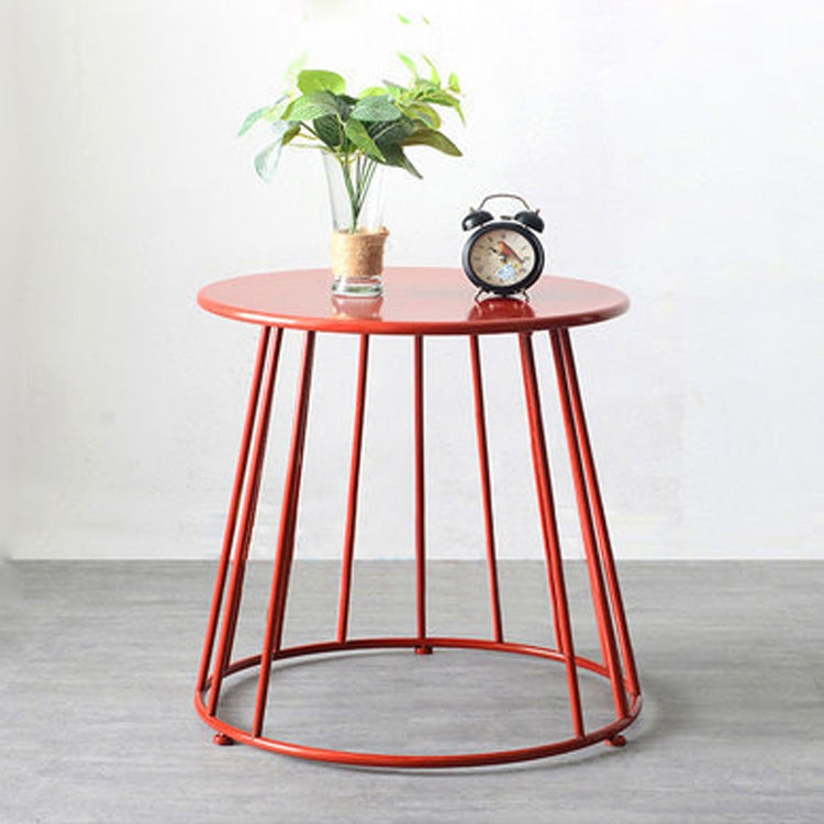 Simple Iron Art Bedroom Round Coffee Table, Color:Red 55x55x52cm