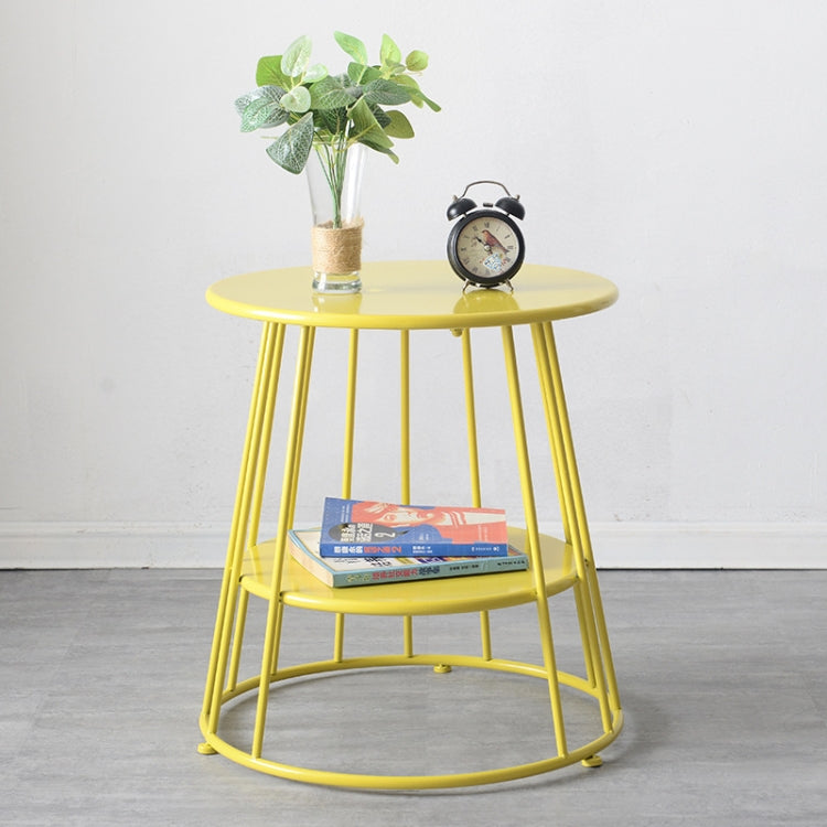 Simple Iron Art Bedroom Round Coffee Table, Color:Double yellow 55x55x52cm