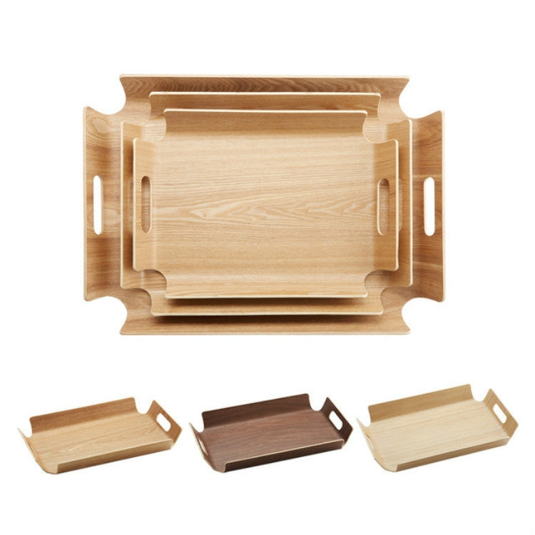 Wooden Dinner Plate Serving Plate Pastry Tray, Specification:880 Black Walnut S