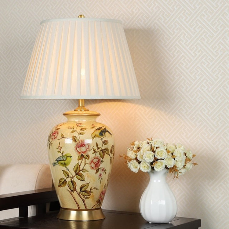 Classic Model Room Hotel Living Room Copper Ceramic LED Table Lamp