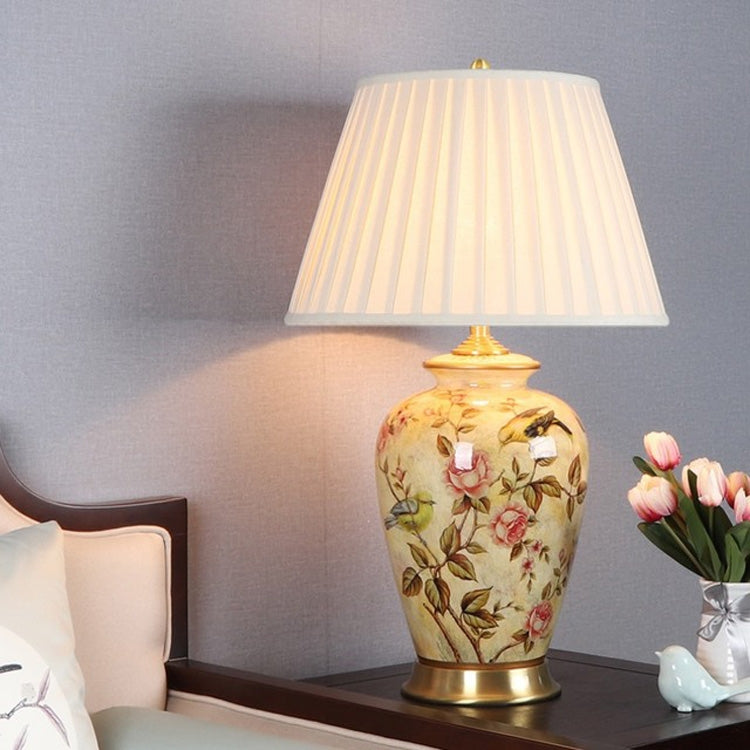 Classic Model Room Hotel Living Room Copper Ceramic LED Table Lamp