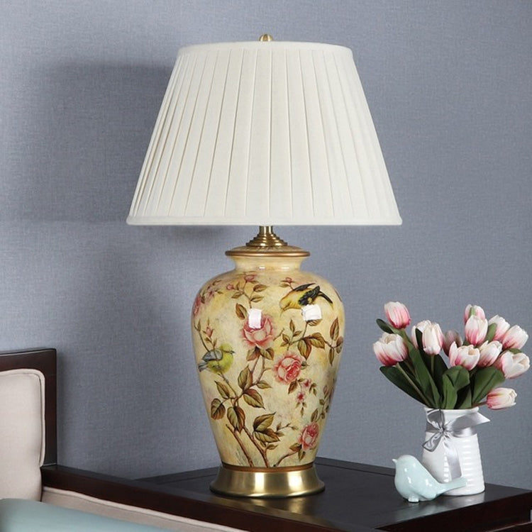 Classic Model Room Hotel Living Room Copper Ceramic LED Table Lamp