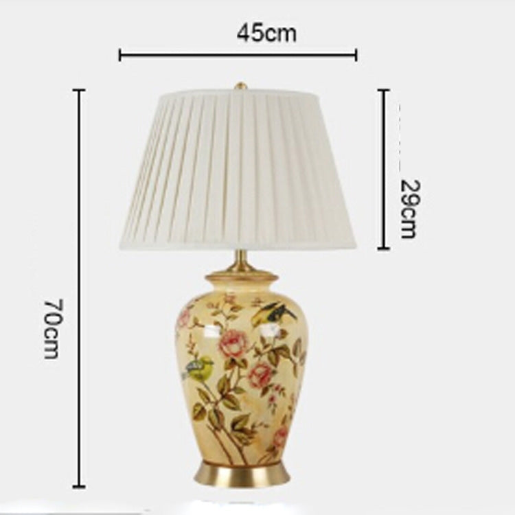 Classic Model Room Hotel Living Room Copper Ceramic LED Table Lamp