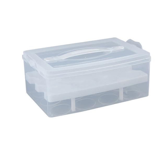24 Grid Bilayer Organizer Refrigerator Egg Storing Portable Storage Box Container