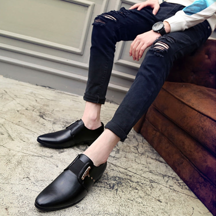 Men Formal Shoes Slip-On PU Leather Pointed Shoes, Shoe Size:39