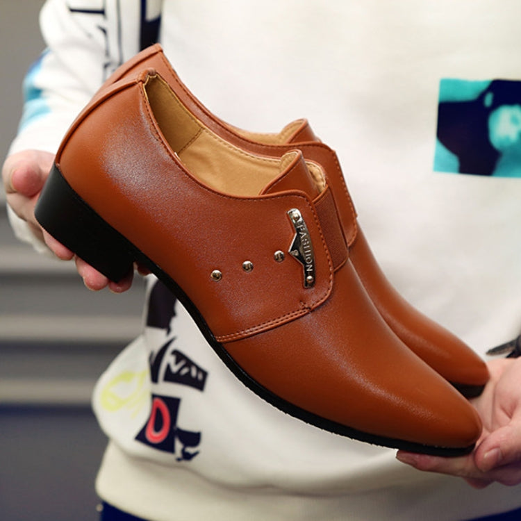 Men Formal Shoes Slip-On PU Leather Pointed Shoes, Shoe Size:39