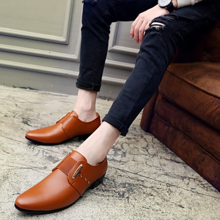 Men Formal Shoes Slip-On PU Leather Pointed Shoes, Shoe Size:39