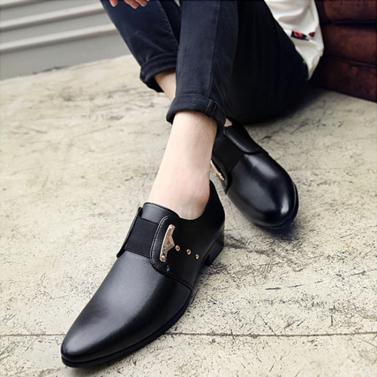 Men Formal Shoes Slip-On PU Leather Pointed Shoes, Shoe Size:42