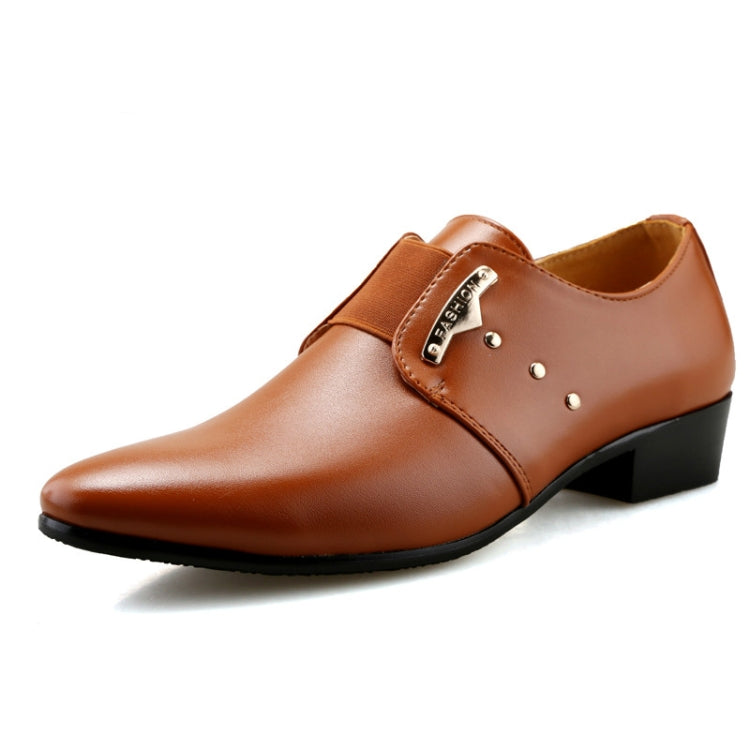 Men Formal Shoes Slip-On PU Leather Pointed Shoes, Shoe Size:42