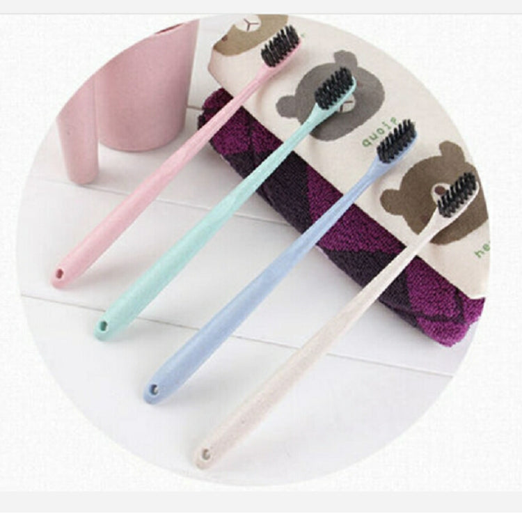4  PCS /set Wheat Straw Toothbrush Soft-Bristle Toothbrush Bamboo Charcoal Head 18cm PVC Casing Portable Packaging Travel Toothbrush