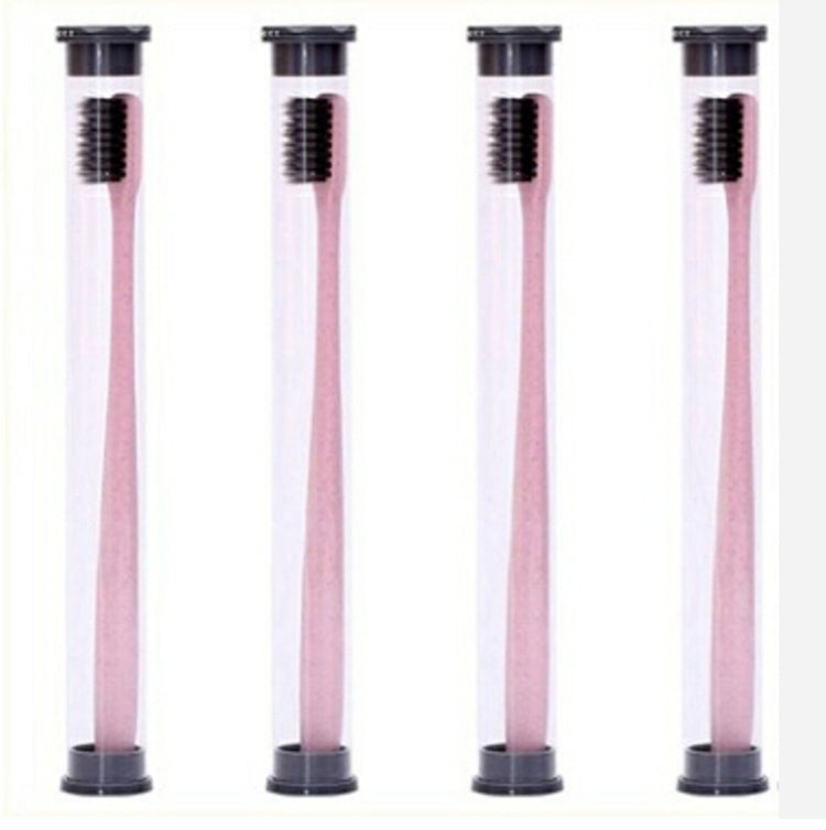 4  PCS /set Wheat Straw Toothbrush Soft-Bristle Toothbrush Bamboo Charcoal Head 18cm PVC Casing Portable Packaging Travel Toothbrush