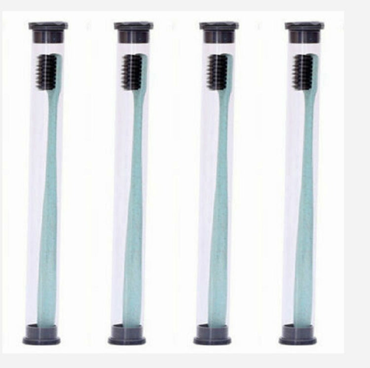 4  PCS /set Wheat Straw Toothbrush Soft-Bristle Toothbrush Bamboo Charcoal Head 18cm PVC Casing Portable Packaging Travel Toothbrush