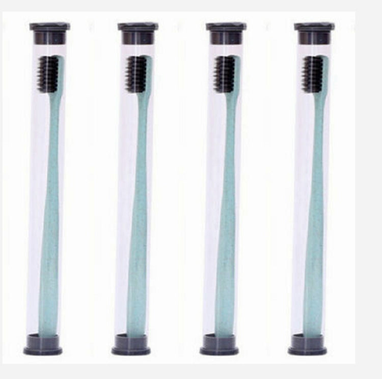 4  PCS /set Wheat Straw Toothbrush Soft-Bristle Toothbrush Bamboo Charcoal Head 18cm PVC Casing Portable Packaging Travel Toothbrush