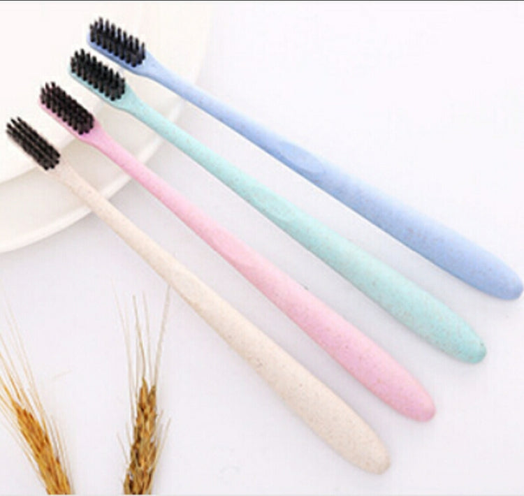 4  PCS /set Wheat Straw Toothbrush Soft-Bristle Toothbrush Bamboo Charcoal Head 18cm PVC Casing Portable Packaging Travel Toothbrush