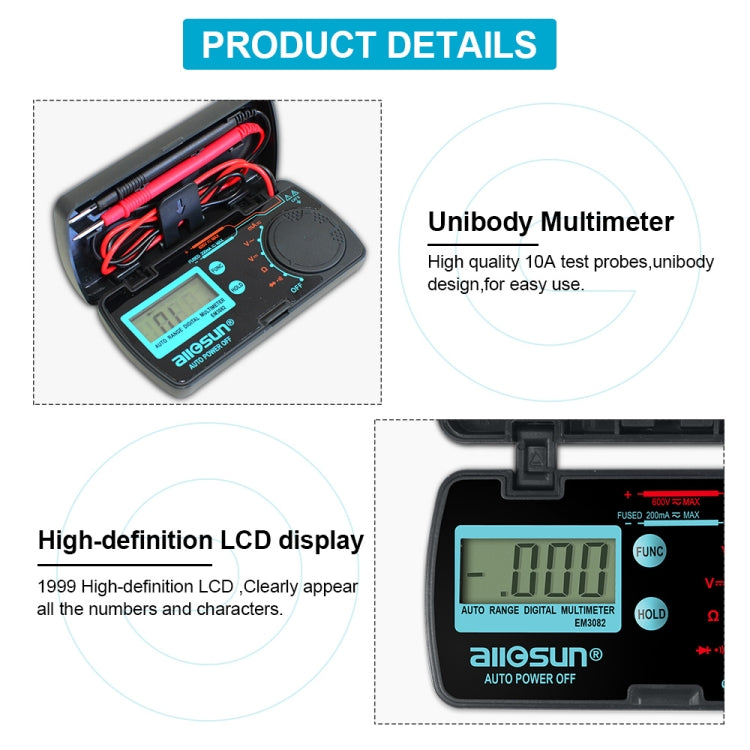 AllSun EM3081 Digital Multimeter Measuring DC and AC Voltage Diagnostic Tester
