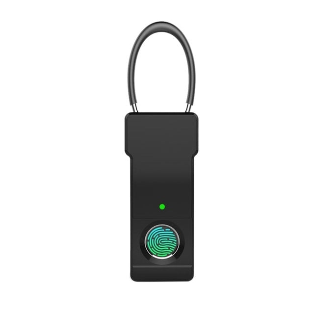 Smart Keyless Fingerprint Padlock USB Rechargeable IP65 Waterproof Anti-Theft Security Padlock Door Luggage Case Lock(Black)