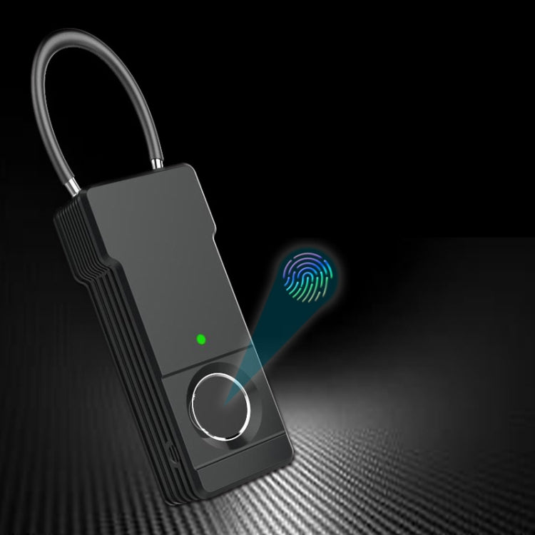 Smart Keyless Fingerprint Padlock USB Rechargeable IP65 Waterproof Anti-Theft Security Padlock Door Luggage Case Lock(Black)