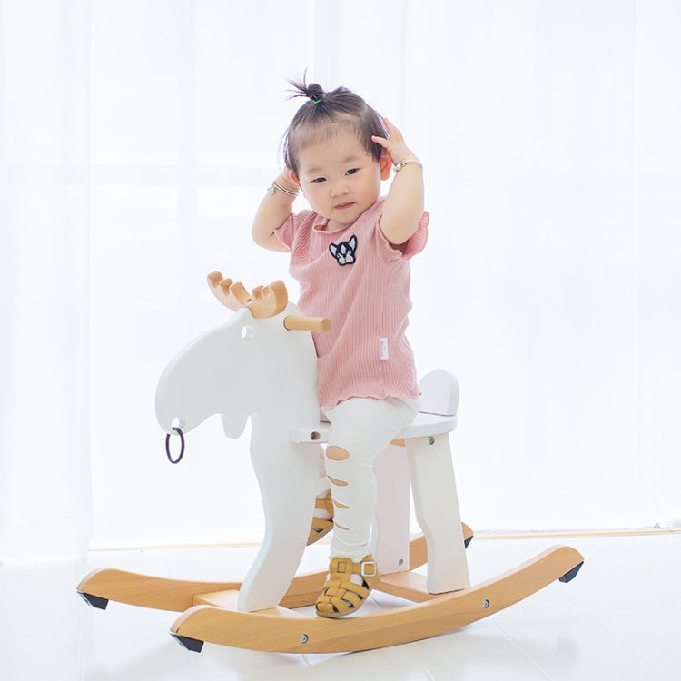 Children's Toddler Wooden Car Elk Wooden Horse Rocking Chair