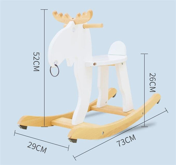 Children's Toddler Wooden Car Elk Wooden Horse Rocking Chair