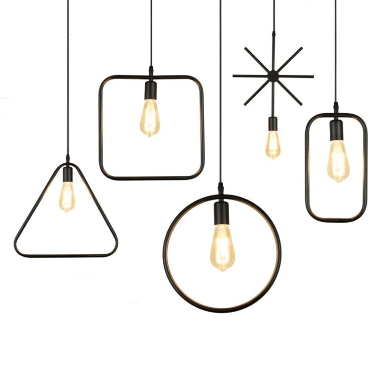 Simple and Creative Wrought Iron Geometric Chandelier Bar Exhibition Hall Clothing Store Restaurant Hotel Decorative Light with Light Bulb