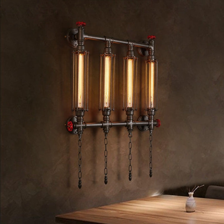 Creative Personality Iron Art Retro Cafe Bedroom Restaurant Bar Counter Bar Attic Industry Water Pipe Wall Light, Specification:Single head